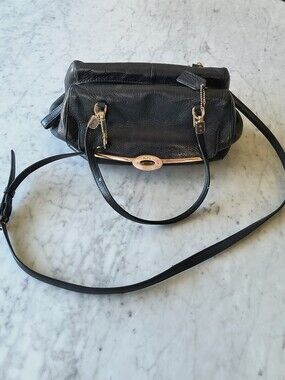Coach Black pebbled  Leather Satchel Madison Madeline with Gold-Tone Accents